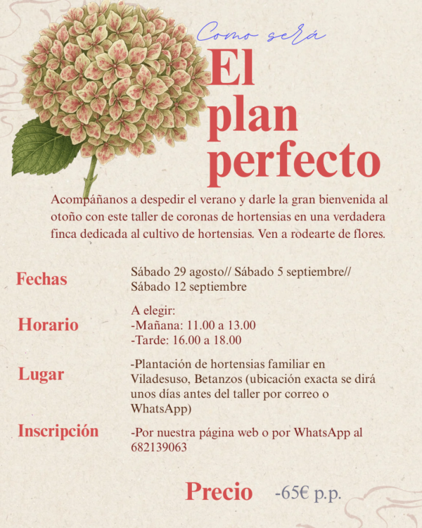 Taller Corona de Hortensias